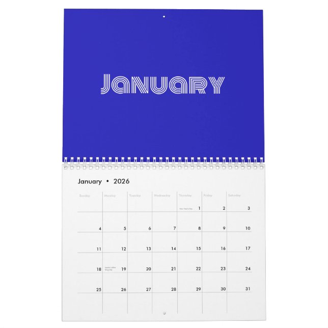 Modern typografi Blue Kalender (Jan 2026)