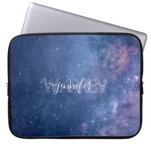 Modern Typografi Blue Lila Galaxy Laptop Fodral