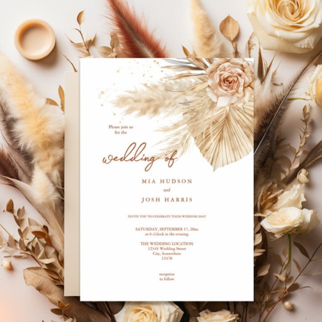 Modern, typografi Boho Fall Wedding Inbjudningar (Skapare uppladdad)