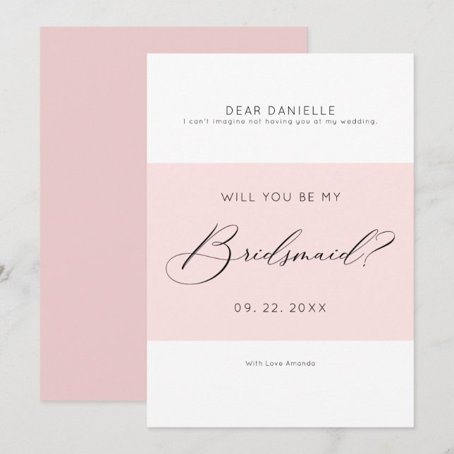 Modern typografi Bridesmaid minimalistic inbjudan (Fram/baksida)