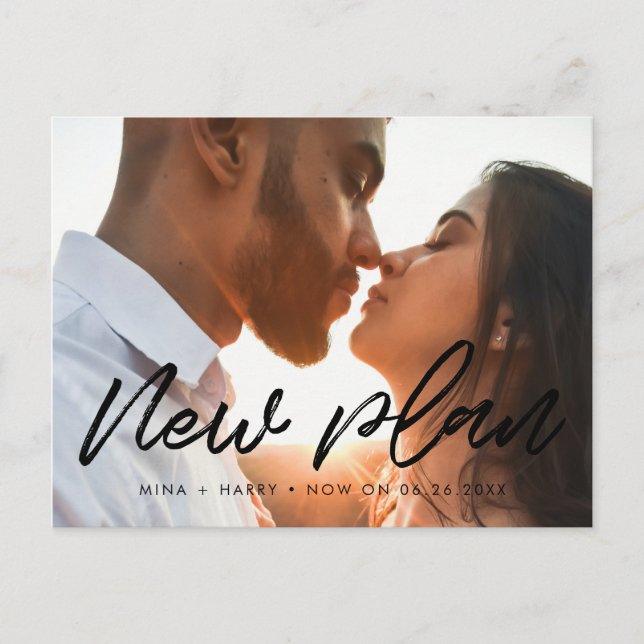 Modern typografi Bröllop ny plan Vykort (Framsida)