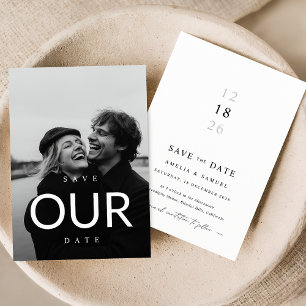 Modern Typografi Bröllop spara datum Photo Inbjudningar
