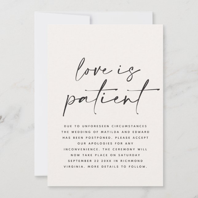 Modern typografi bröllop uppskjutet spara datum datumet (Framsida)