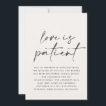Modern typografi bröllop uppskjutet spara datum datumet<br><div class="desc">Kärlek är tålamodig. Modern klassisk typografi fet stil uppskjutet bröllop spara datum-kort. Med modern,  elegant typografi och randig baksidesdesign. Färgerna kan anpassas.</div>