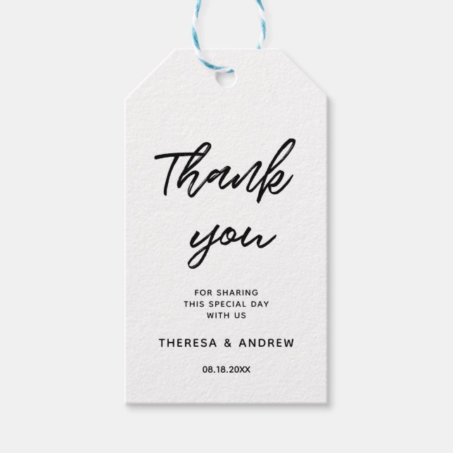 Modern typografi - bröllopsförmån presentetikett (Framsidan)