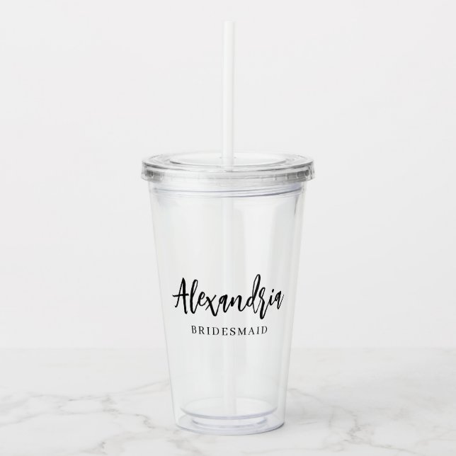 Modern typografi brudtjejsgåva anpassad bröllop take away mugg (Framsida)
