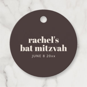 Modern typografi Brun Bat Mitzvah Personlig Gåvor Etiketter