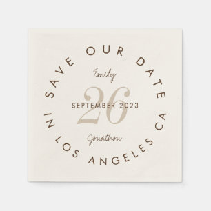 Modern typografi Brunt Cream Spara datum Pappersservett
