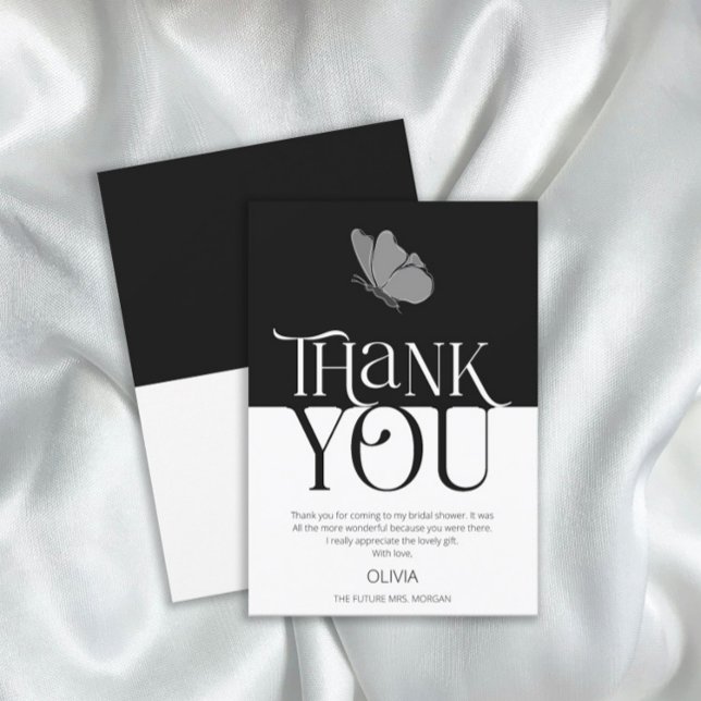 Modern Typografi Butterfly BridalShower-Tack Kort (Skapare uppladdad)