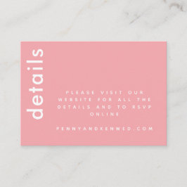 Modern typografi | Chic Rosa Bröllop webbplats Tilläggskort