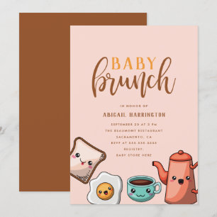Modern Typografi Cute Kawaii Baby Brunch Inbjudningar