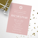 Modern typografi dammig rosa Bat Mitzvah Inbjudningar<br><div class="desc">Modern typografi dammig rosa Bat Mitzvah-inbjudan</div>