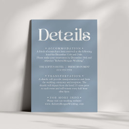 Modern typografi Dammt blå bröllopsdetaljer Tilläggskort