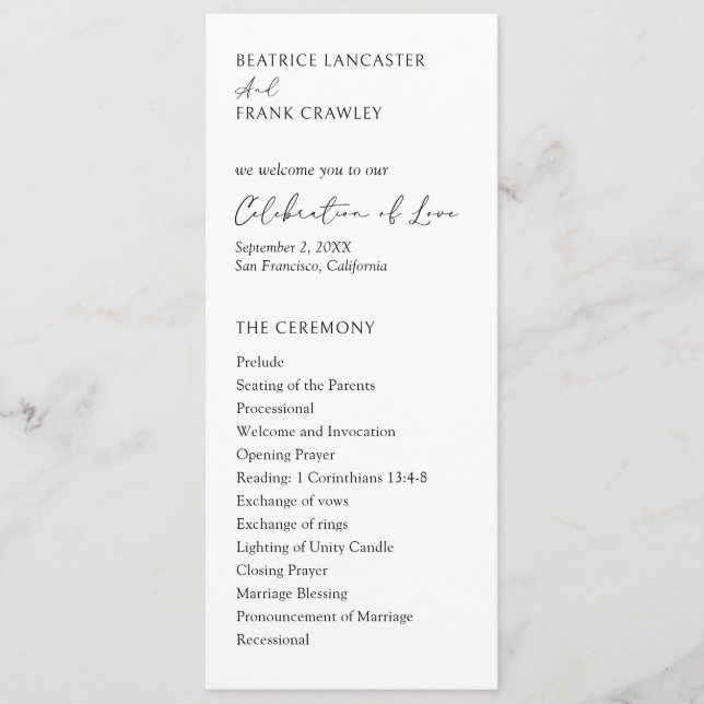 Modern typografi Elegant bröllop Program (Framsida)