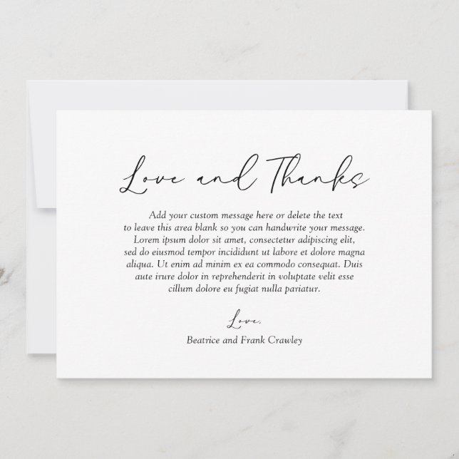 Modern typografi Elegant bröllop Tack Kort (Framsida)