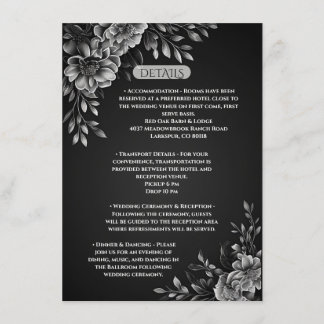Modern typografi enfärgad svart vit blommor tilläggskort