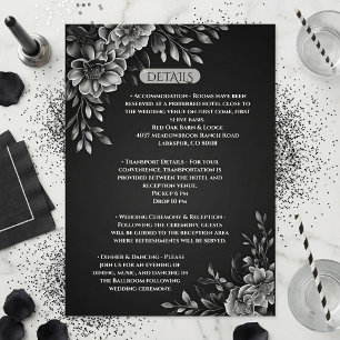 Modern typografi enfärgad svart vit blommor tilläggskort