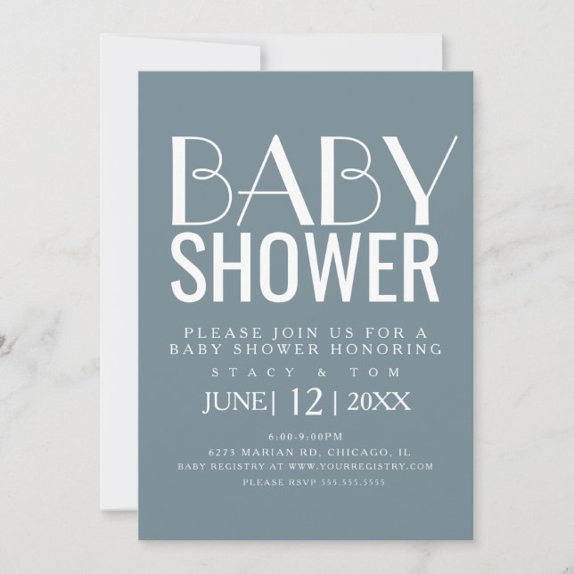 Modern typografi Enkel bomulls växt baby shower Inbjudningar (Framsida)