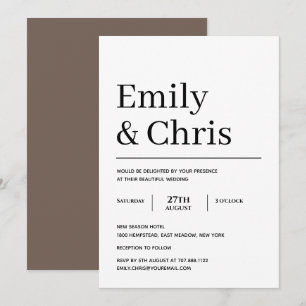 Modern typografi - enkel minimalistisk Bröllop Inv Inbjudningar