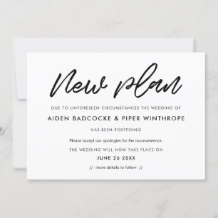 Modern typografi enkel Ny plan bröllop uppdatering Inbjudningar