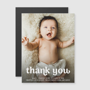 Modern typografi - enkelt baby-foto tack magnetisk inbjudningskort