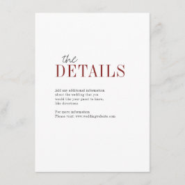 Modern typografi faller bröllopsdetaljkort tilläggskort