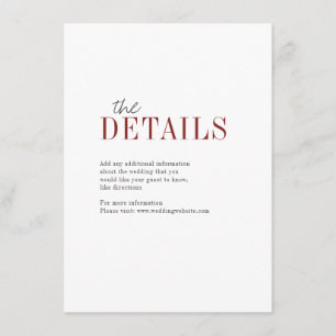 Modern typografi faller bröllopsdetaljkort tilläggskort