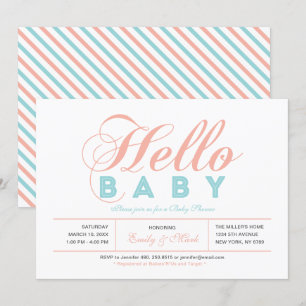 Modern typografi flicka baby shower, strössel inbjudningar