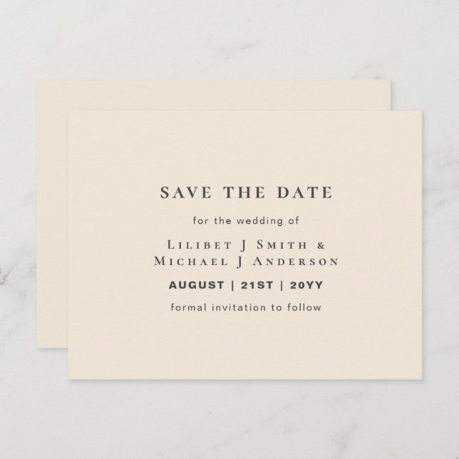 Modern typografi för bröllop med Magnolia Cream Vykort (Fram/baksida)