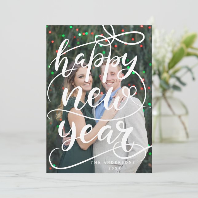 Modern typografi för Gott Nytt År Foto Julkort (Stående Fram)