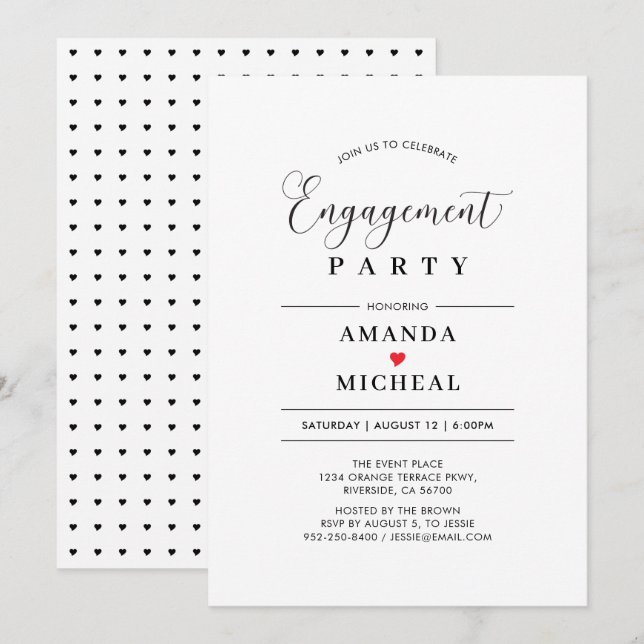 Modern typografi Förlovningsfest inbjudan (Fram/baksida)