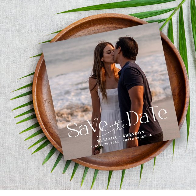 Modern typografi - foto Bröllop Magnetisk Inbjudningskort (Skapare uppladdad)