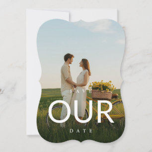 Modern typografi - foto Bröllop spara datum Inbjudningar
