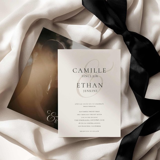 Modern typografi Foto Bröllopsinbjudan Inbjudningar (Modern Typography Photo Wedding Invitation)