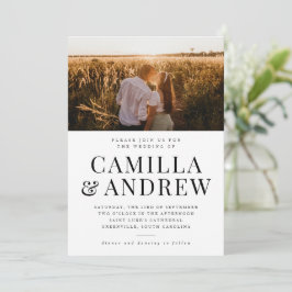 Modern typografi - foto Elegant bröllop Inbjudningar