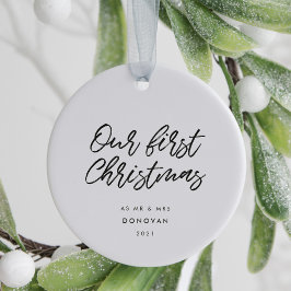 Modern typografi - foto från första jul bröllop julgransprydnad keramik