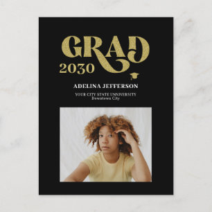 Modern typografi, foto guld svart studenten meddelande vykort