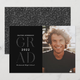 Modern typografi, foto studenten svart glitter inbjudningar