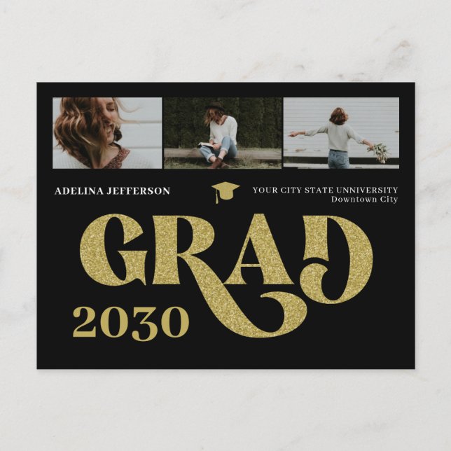 Modern typografi fotocollage studenten meddelande vykort (Framsida)