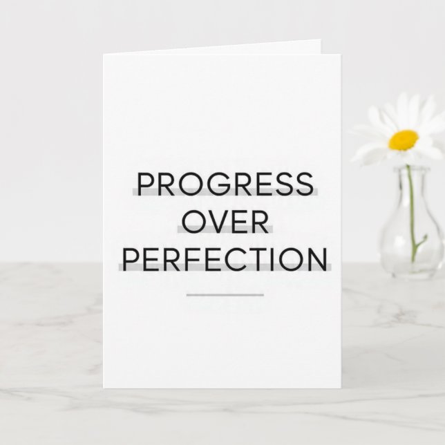 Modern typografi framsteg framför perfektion text kort (Liten växt)