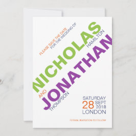 Modern Typografi - Gay Bröllop spara datum-kort Datumet