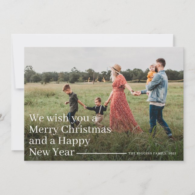 Modern typografi God Jul Foto Högtid  Kort (Framsida)