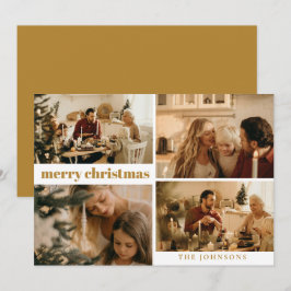 Modern Typografi God jul Mustard Guld Julkort