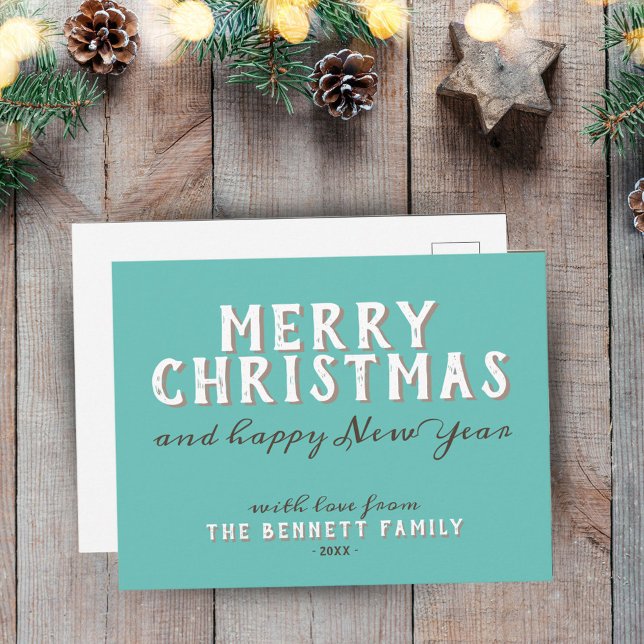 Modern typografi God Jul Nytt År Vykort (Skapare uppladdad)