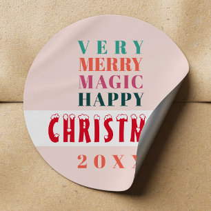 Modern typografi God Jul Runt Klistermärke