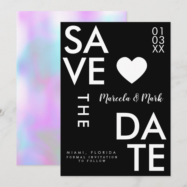 Modern typografi Godis Abstrakt Spara datum Kort (Fram/baksida)
