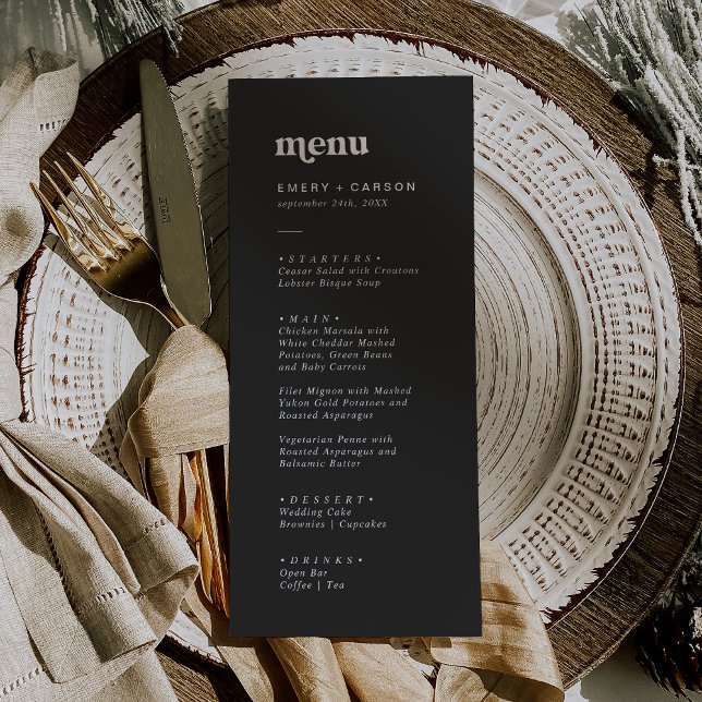 Modern typografi | Grått Bröllop-middag Meny (Skapare uppladdad)