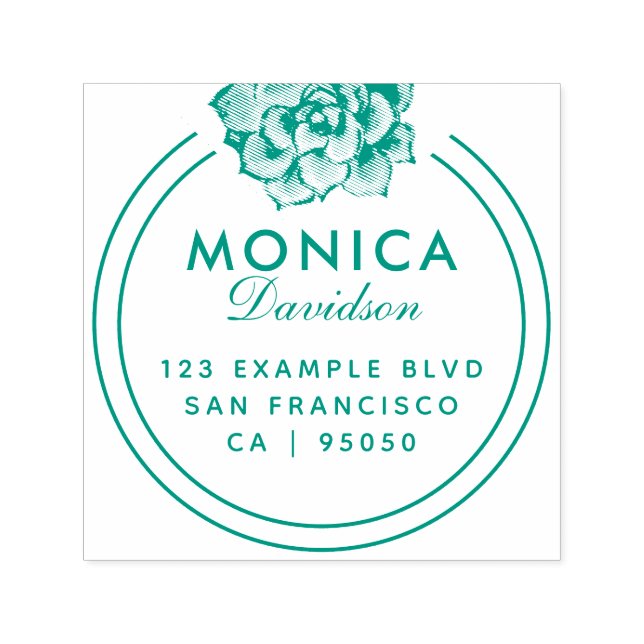 Modern typografi | Grönt Suckulär Returadress Självfärgande Stämpel (Design)