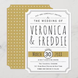 Modern typografi guld bröllopsinbjudan inbjudningar