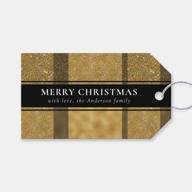 Modern typografi Guld Buffalo Play-jul Presentetikett (Framsidan (Horisontell))